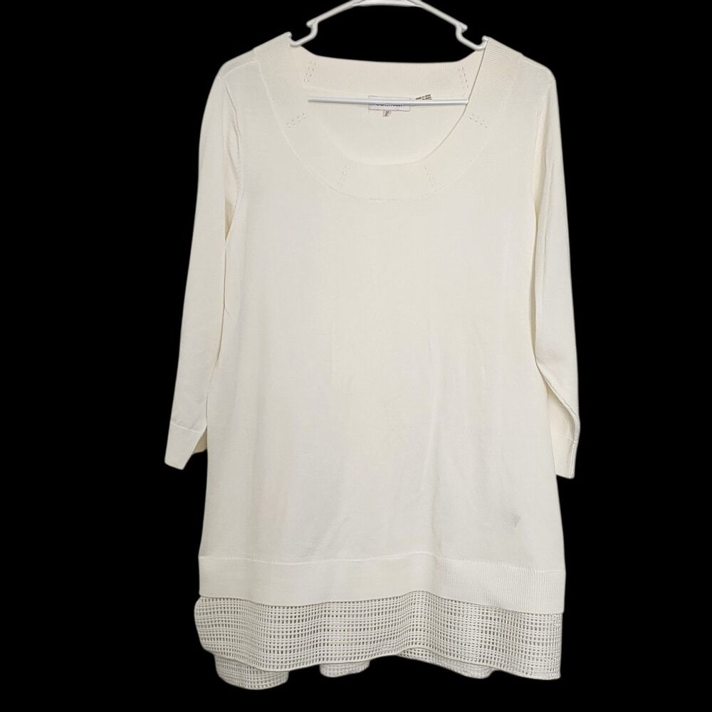 Calvin Klein Women's Plus Size Layered-Look Tunic Top Sweater Sz. 1X Soft White